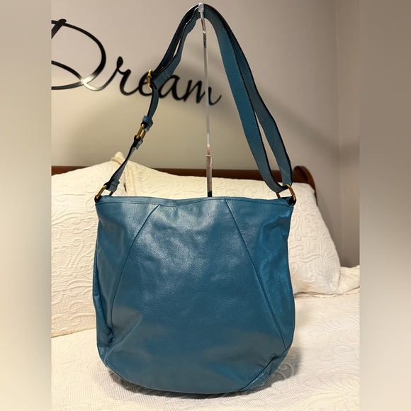 Gently Used Elliott Lucca Teal Leather Shoulder Bag - Picture 6 of 8